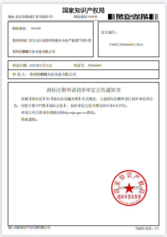 初步審定公告通知書