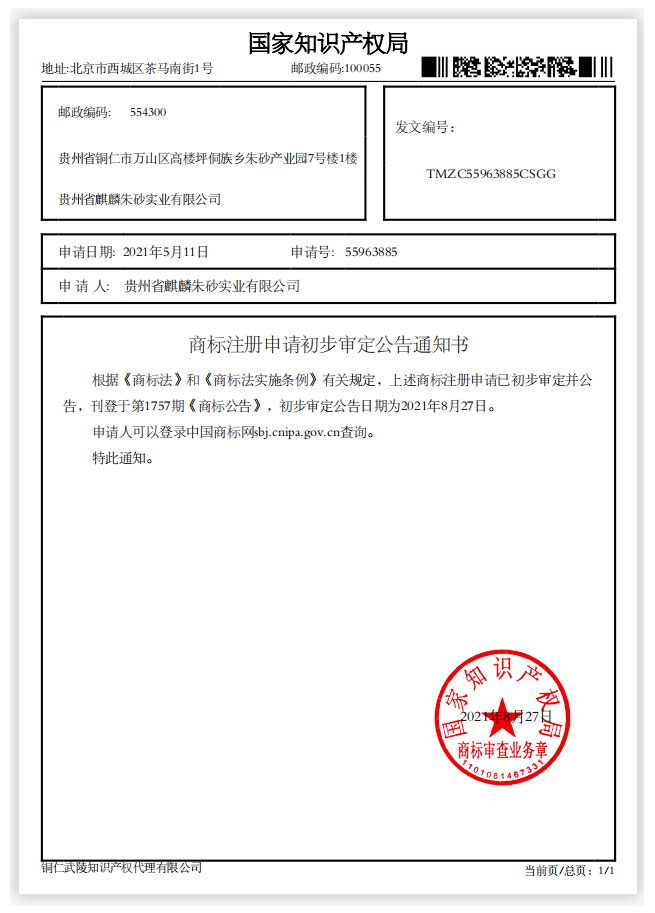 初步審定公告通知書